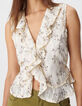 Top crudo floral con volante Mujer-4