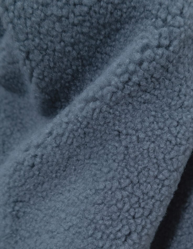 Cardigan réversible sherpa bleu et molleton kaki garçon-9 Cardigan réversible sherpa bleu et molleton kaki garçon-9