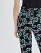 Vloeiende zwarte broek maxi bloemen riem Dames-4