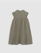 Robe kaki jacquard plastron brodé fille-4
