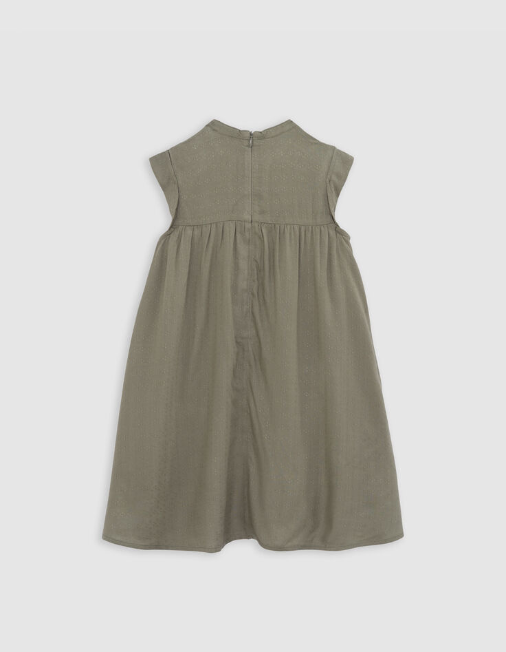 Robe kaki jacquard plastron brodé fille-4