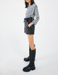 Women’s ecru sailor-stripe T-shirt with studded armholes-4