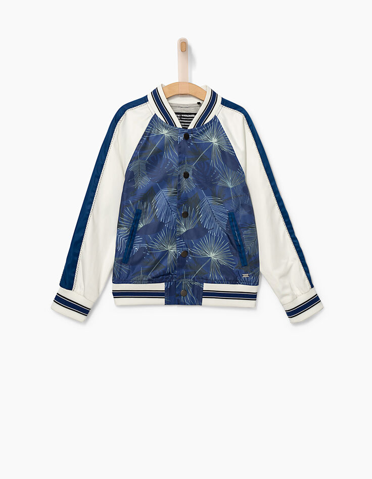 Boys’ dark blue print and white baseball jacket -2