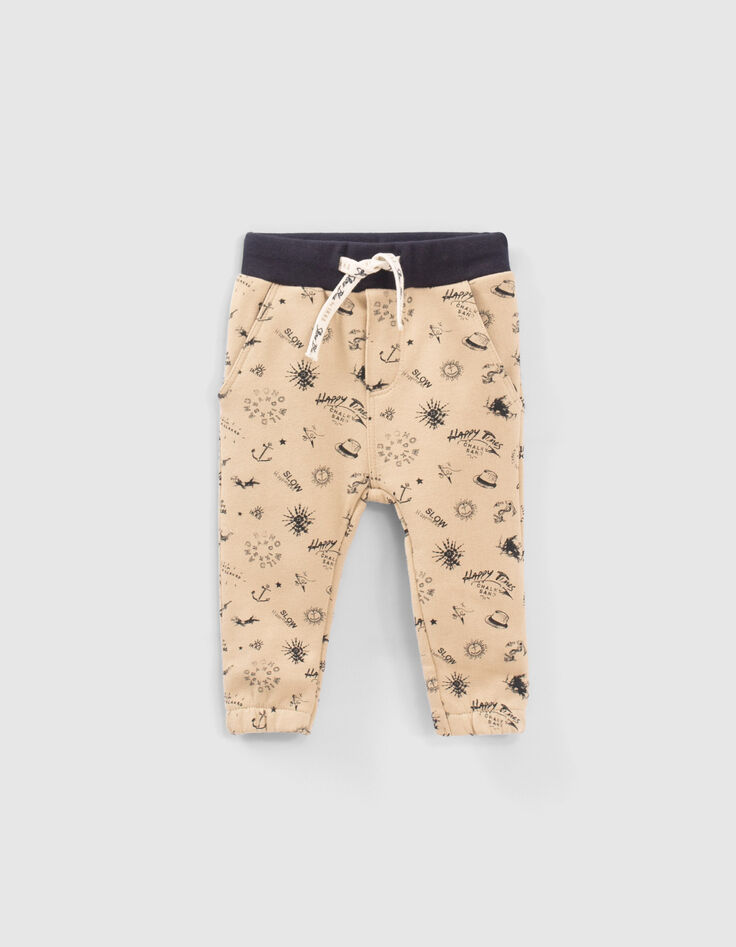 Baby boys' print joggers and white T-shirt outfit-4