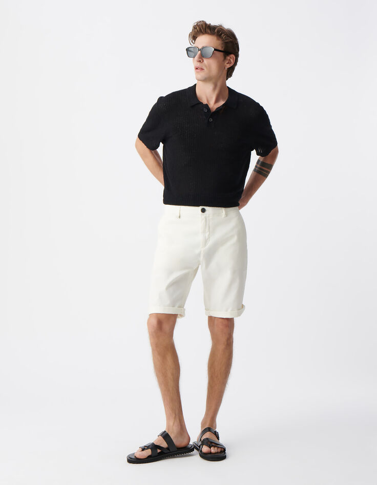 Bermuda CHINO TAPERED craie Homme-1