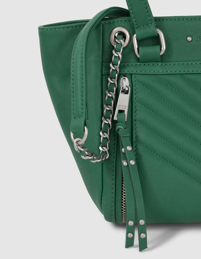 Women’s green leather fringed Small 1440 bag with zips - IKKS