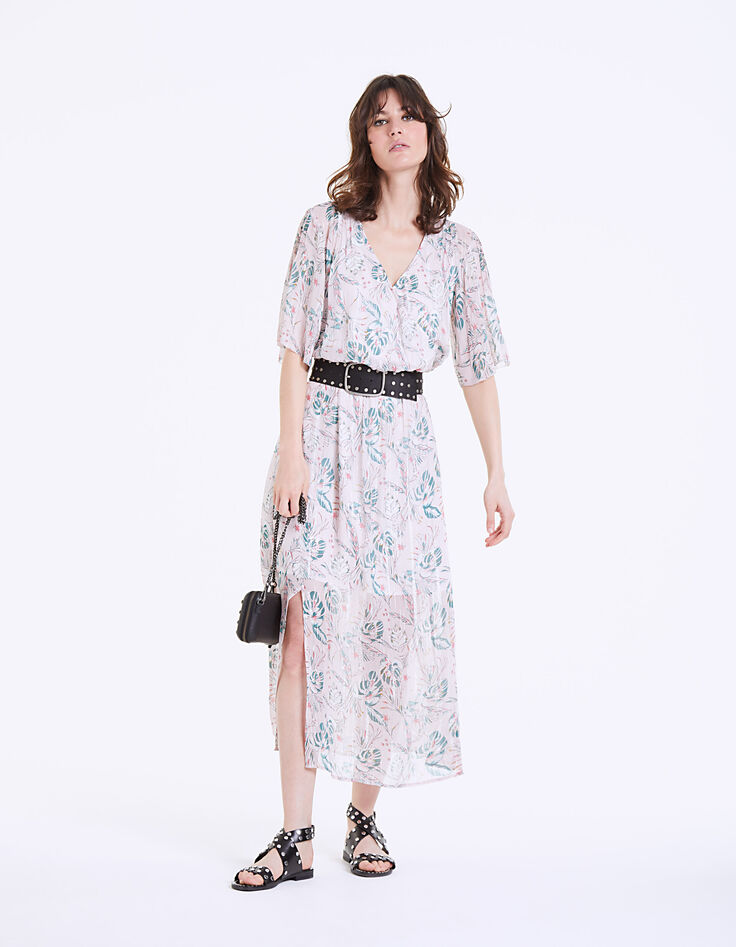 Robe longue imprimé Tropical Garden métallisé femme-6