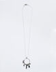 Collier sautoir argenté anneau et pampilles femme-1