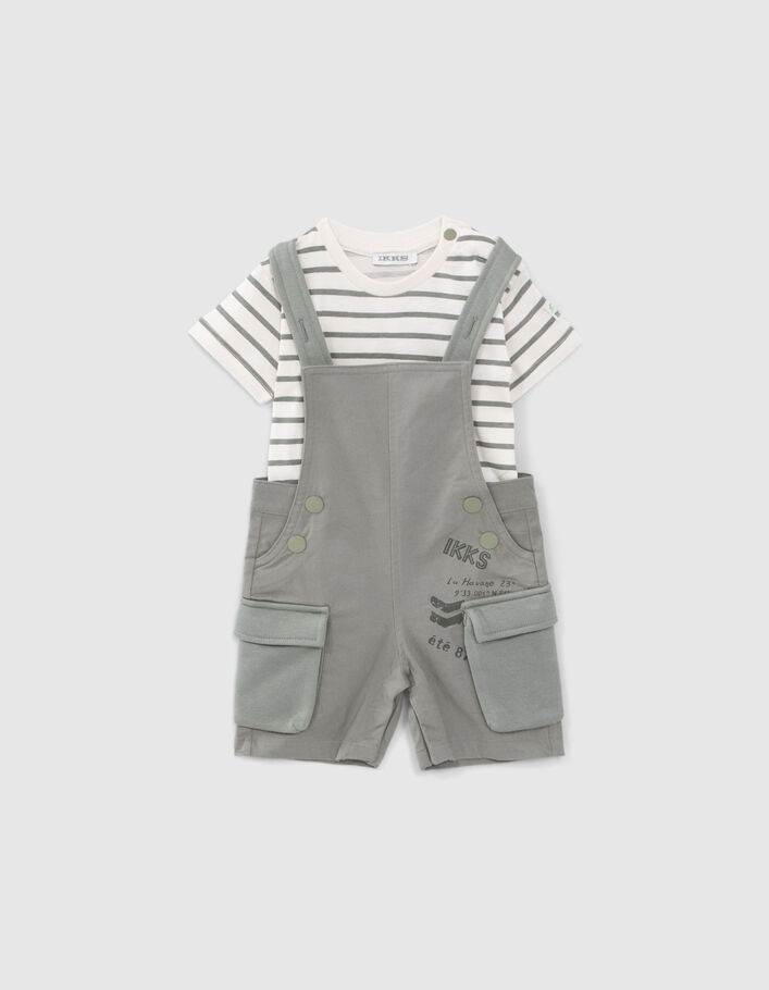 Baby boys’ striped T-shirt and dungarees outfit - IKKS