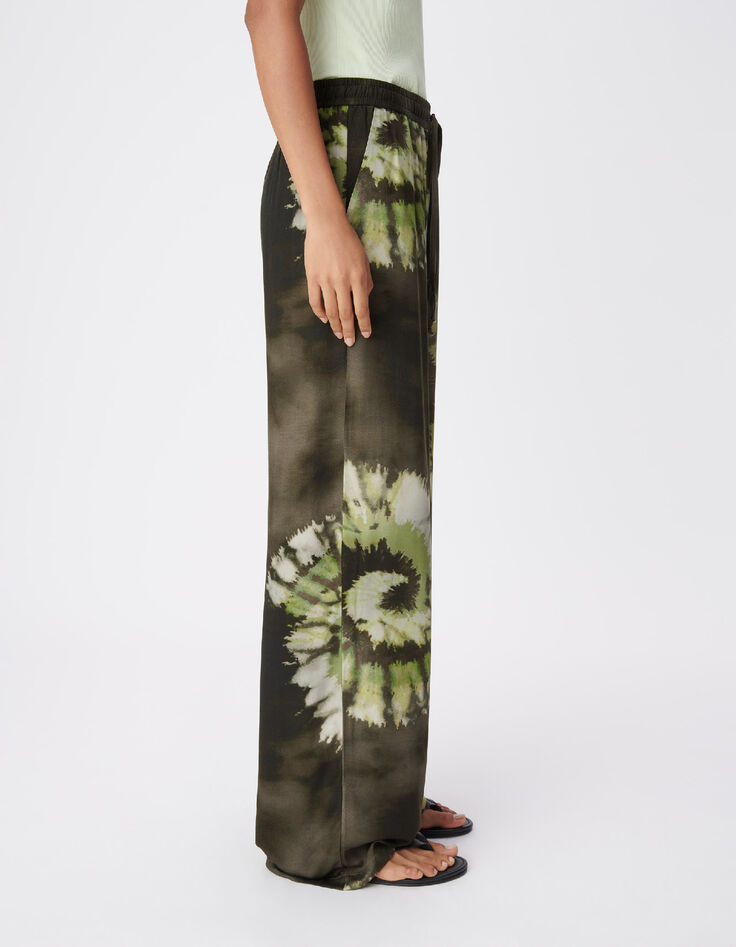 Women's tie and dye printed khaki pants-5