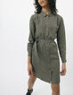 Women’s khaki Tencel shirt dress with studded back-1