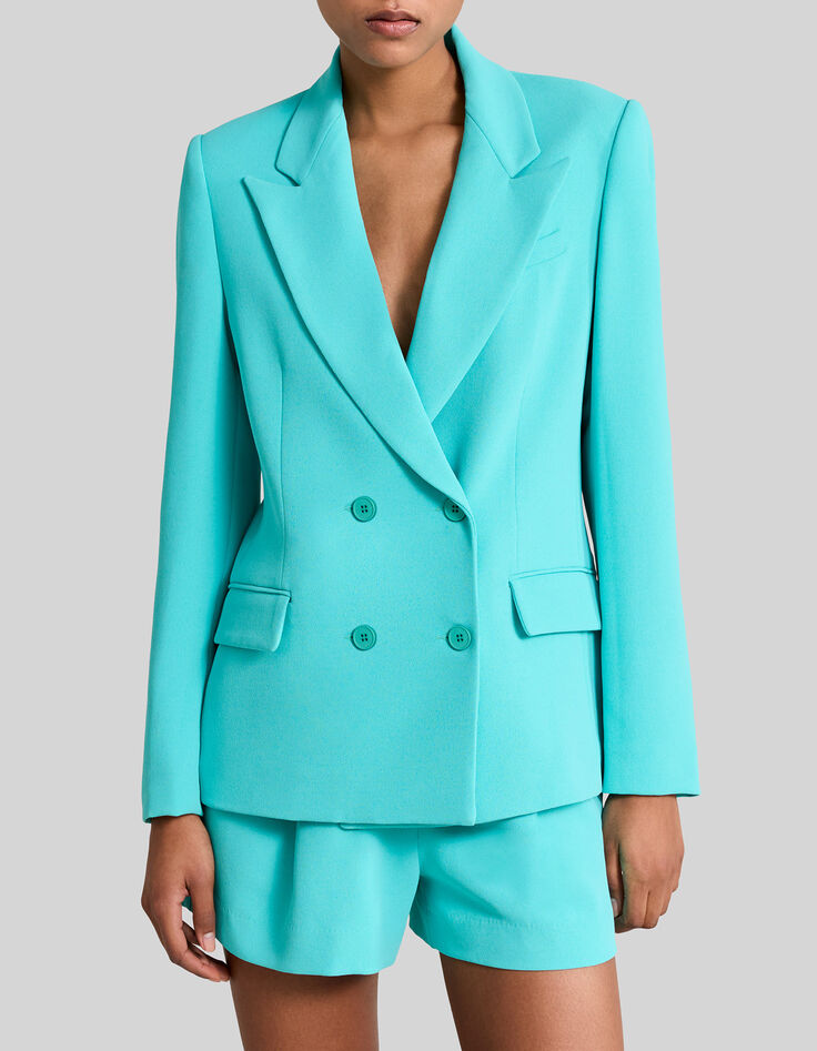 Women's azure blue oversize suit jacket-5