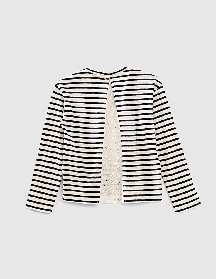Tee-shirt marinière brodée tête de mort fille-5 Tee-shirt marinière brodée tête de mort fille-5
