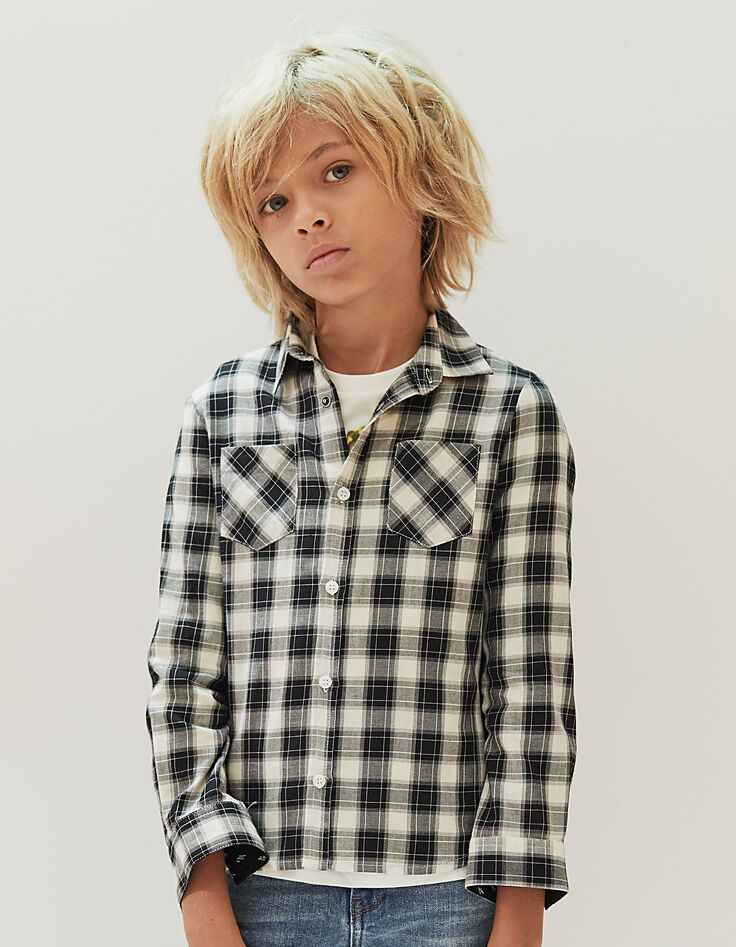 Boys’ black checked shirt -1