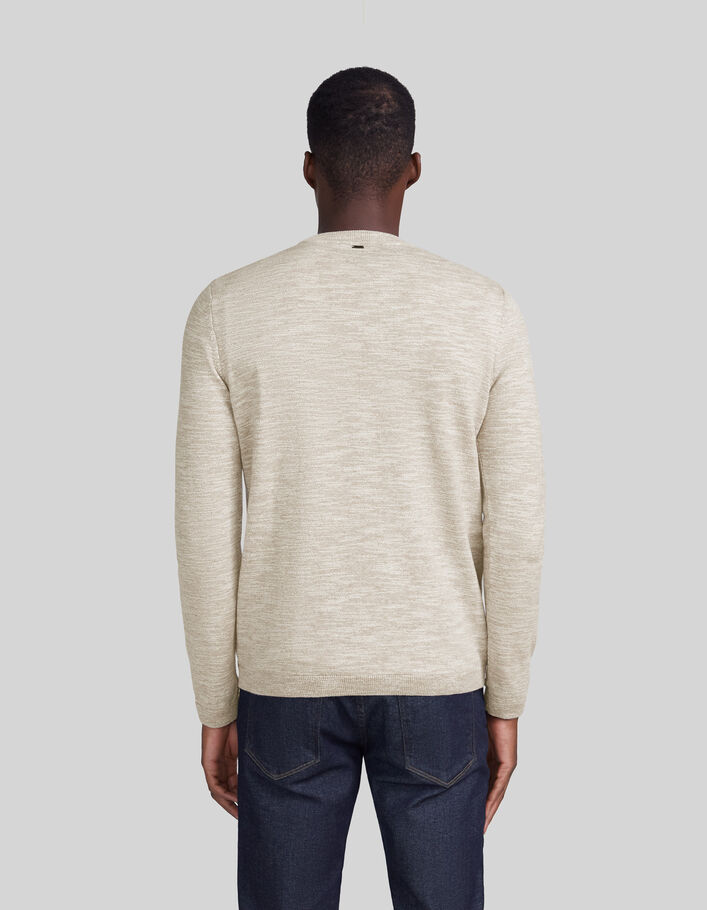 Men's beige mouliné knit round neck sweater - IKKS
