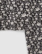 Camiseta cropped negra estampado floral niña-4