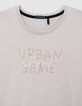 T-Shirt aus Bio-Baumwolle Jungen, Beige, Stickbotschaft-3