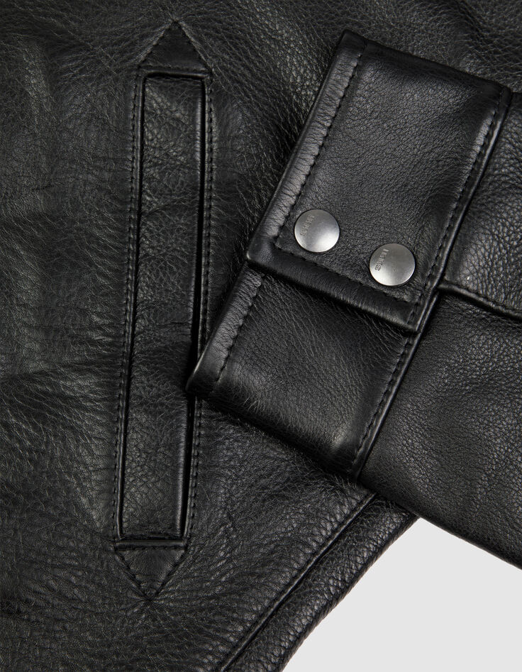 Blouson cuir noir Homme-9