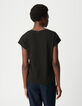 Black t-shirt army message Woman-3