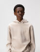 Boys’ beige sweatshirt with embossed slogan on back-1