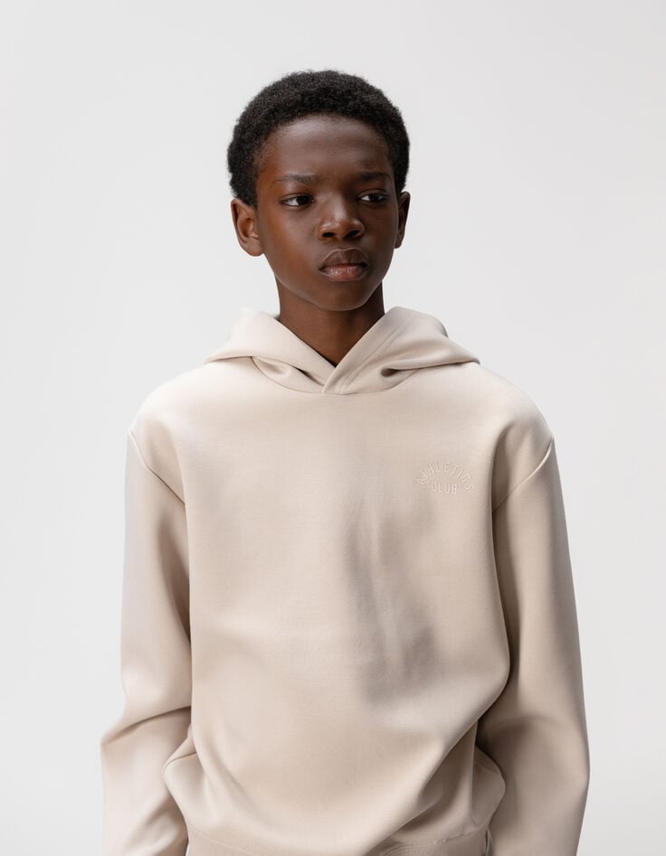 Boys’ beige sweatshirt with embossed slogan on back-1 Boys’ beige sweatshirt with embossed slogan on back-1