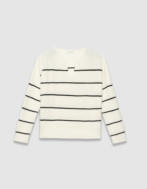 Pull marinière oversize tricot rayures noires Femme - IKKS