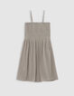 Robe fines bretelles kaki à smocks fille-4