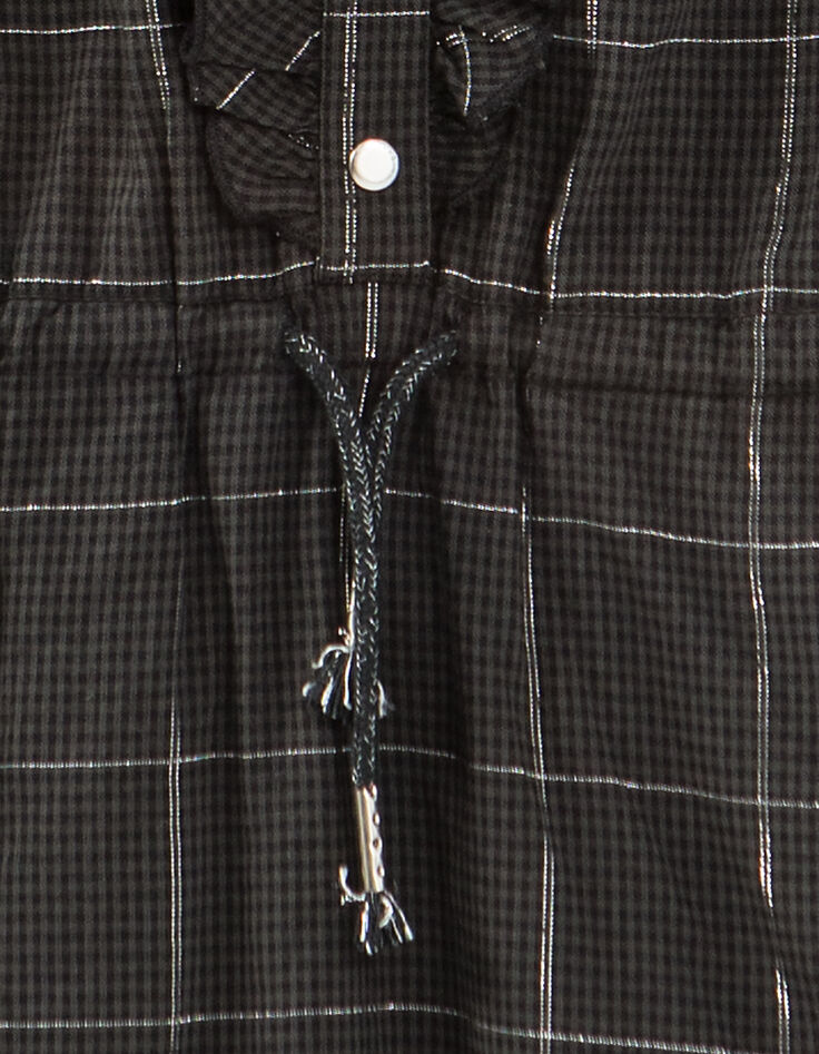 Robe gris anthracite à carreaux avec capuche fille-6