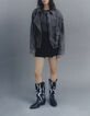 Pure Edition graue Damenjeansjacke im Bikerstil-3