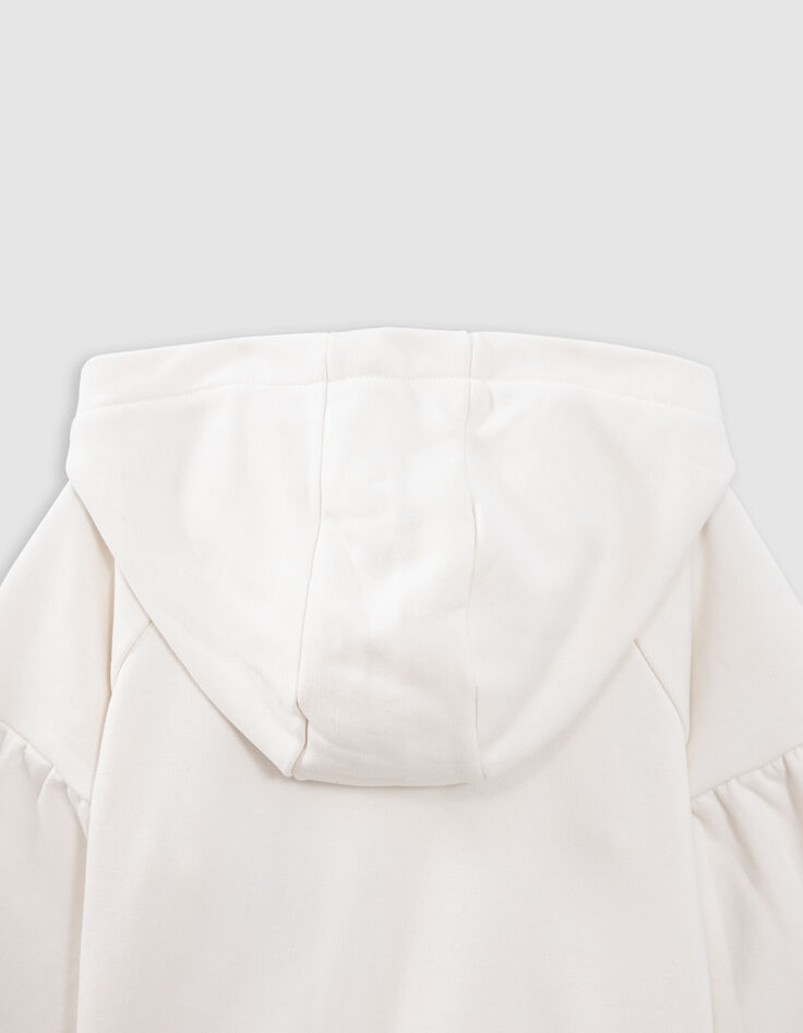 Cardigan écru zippé brodé à capuche fille-7