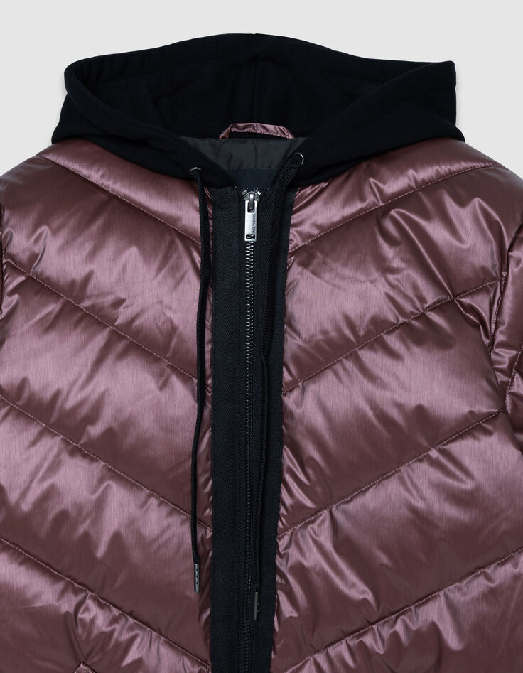 Long quilted hooded jacket for women-3
