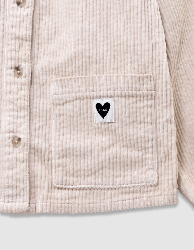 Ecru overshirt ribvelours meisjes-6