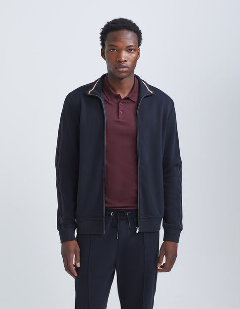 Cardigan marine maille piquée esprit sport Homme