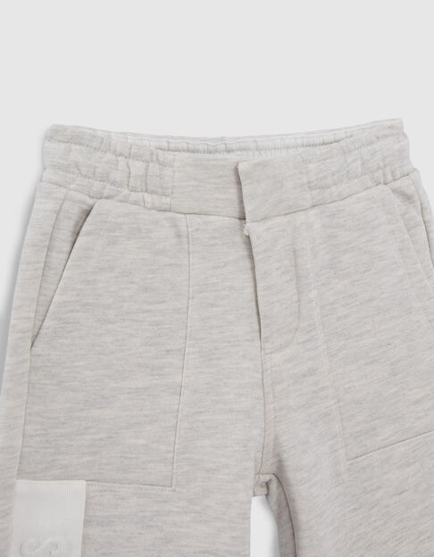 Boys’ grey sweatshirt fabric Bermuda shorts, embossed logo - IKKS