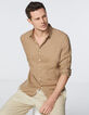 Men’s beige linen SLIM shirt-1