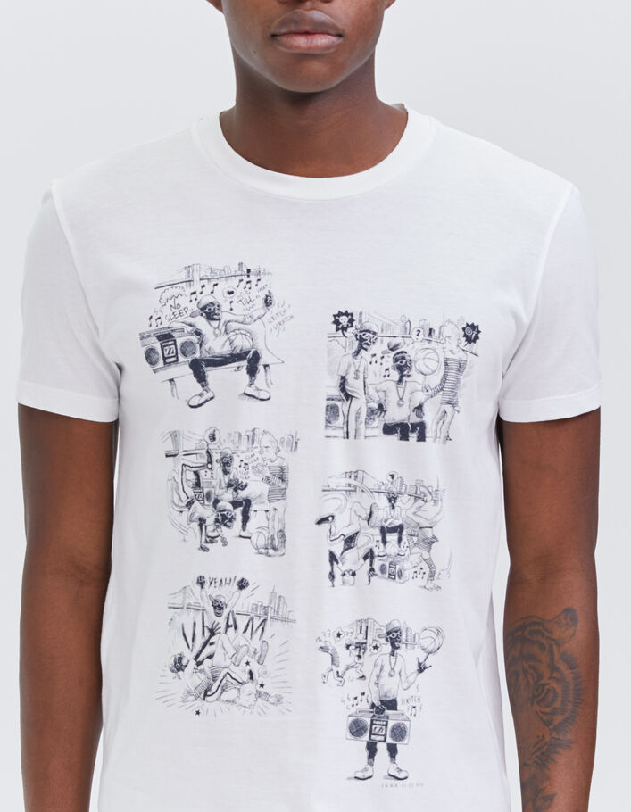 T-shirt blanc bio visuel BD Hip Hop Homme-4