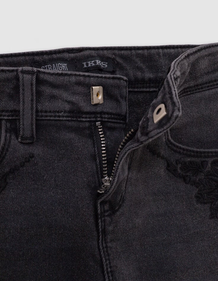 stonewashed  rechte jeans geborduurde zakken meisjes-5
