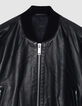 Zwart leren korte bomber Dames maxi eyelet design-6