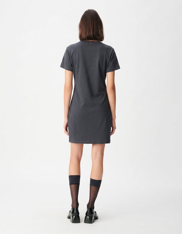 Robe t-shirt gris anthracite Femme-3