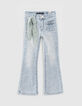 Mädchen-Jeans, Flare-Fit mit Flechtborten in Bleach Blue -1