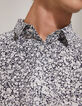 Camisa SLIM azul marino estampado flores blancas Hombre-4
