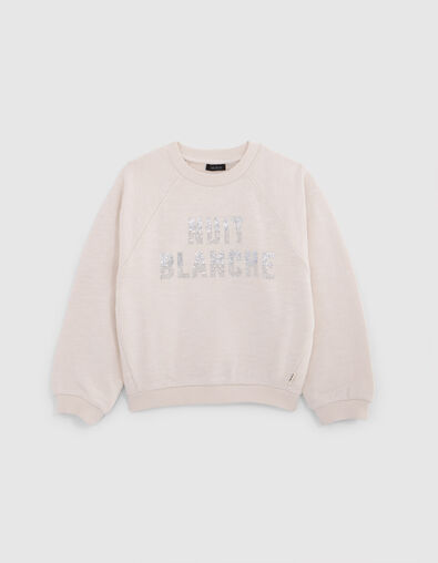 Sweatshirt für Mädchen mit metallischer Botschaft in Ecru - IKKS