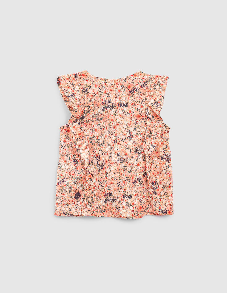 Aprikosenfarbene Ecovero&reg;-M&auml;dchenbluse mit Blumenprint-3