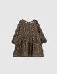 Baby girls’ khaki print 2-in-1 dress with soft cardi-2