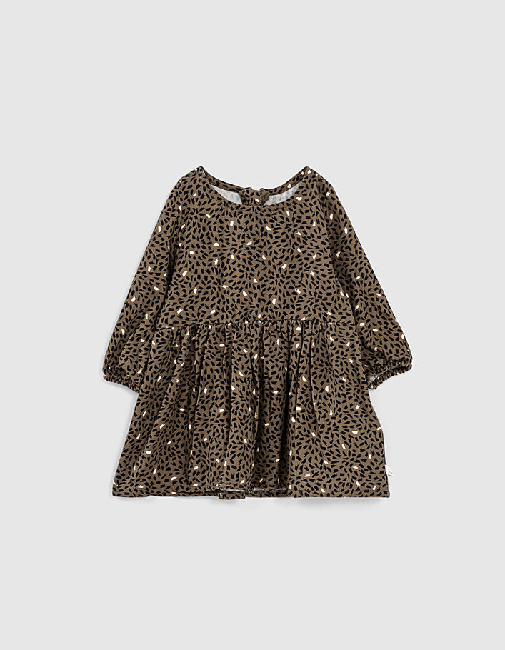 Baby girls’ khaki print 2-in-1 dress with soft cardi - IKKS