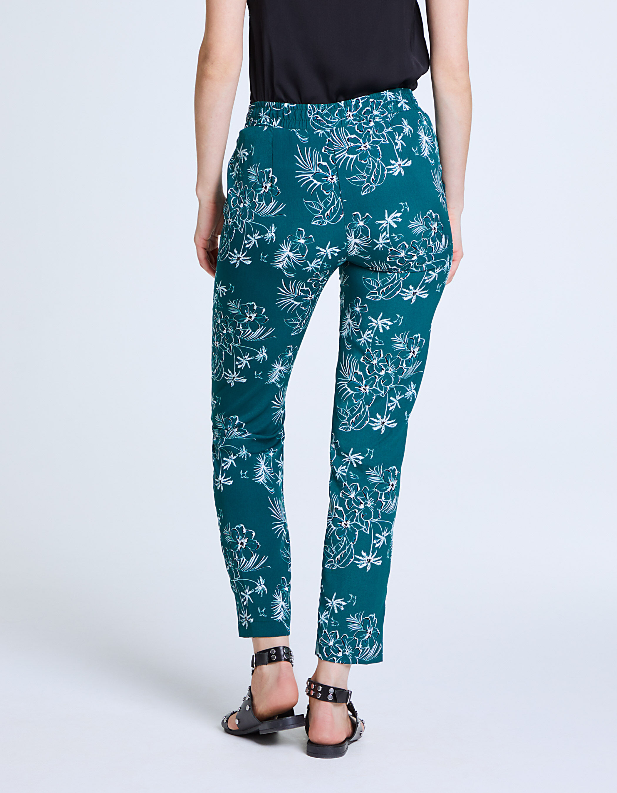 Pantalon en crepe imprime palm jungle femme IKKS