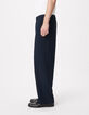 Dark blue wide-leg suit pants Men-5