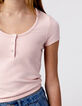 Roze T-shirt honingraattricot meisjes-2