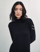 Robe longue en maille col roulé chevrons bijoux femme-1