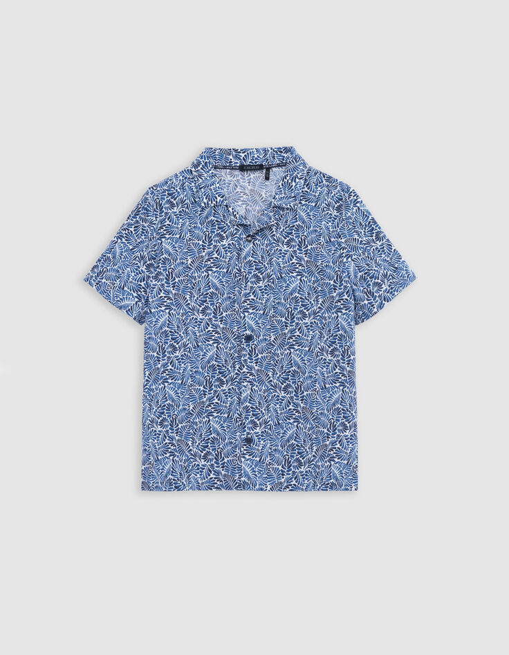 Chemise marine imprimé feuilles garçon-3
